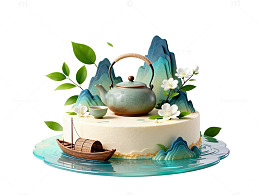 山水意境茶香蛋糕设计
