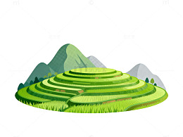 田园风光梯田插画