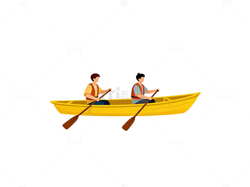 简约插画双人划船