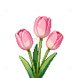 像素风格粉色花朵插画素材