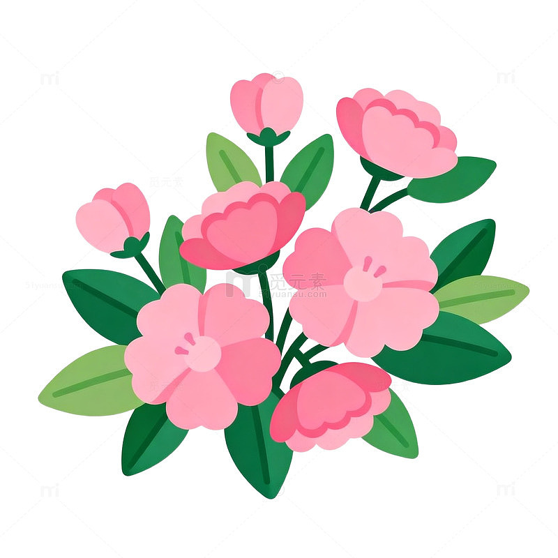 卡通风格粉色花卉插图