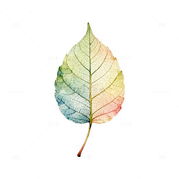彩虹色叶脉水彩画