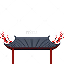 传统中式建筑门楼插画