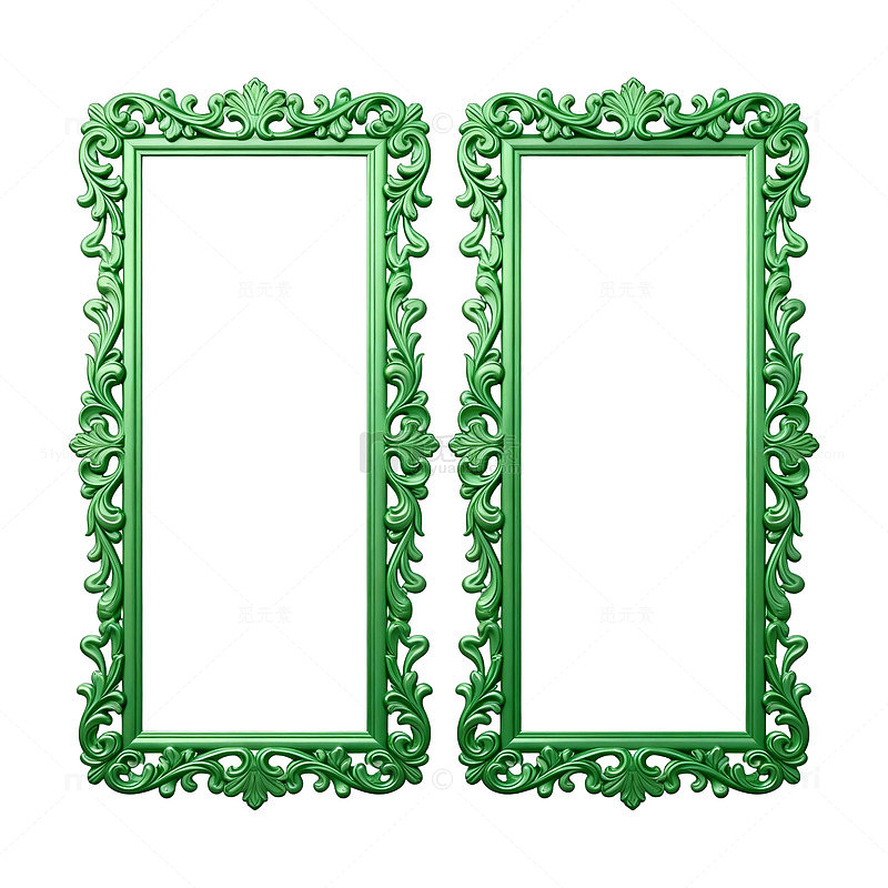 绿色复古相框装饰素材