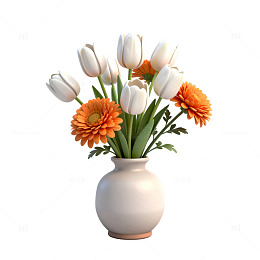 简约陶瓷花瓶郁金香花卉组合