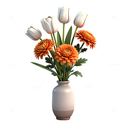 简约花瓶鲜花装饰3D模型