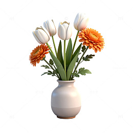 简约花瓶鲜花3D模型