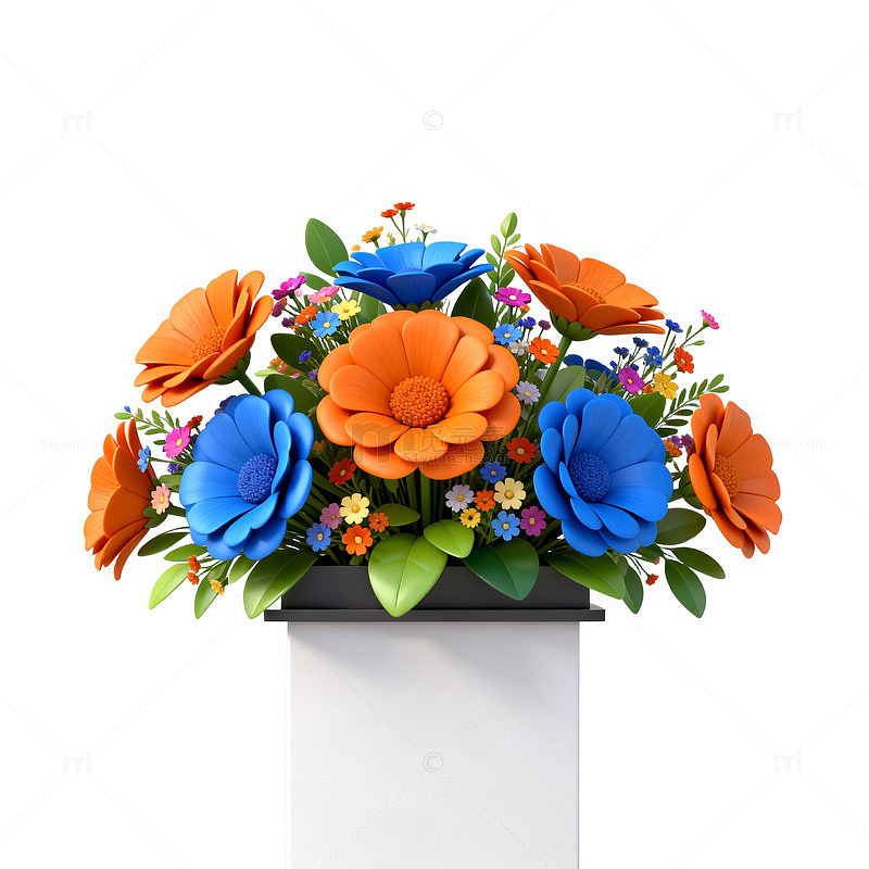 鲜艳花卉纸艺装饰设计素材