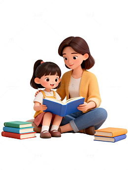 温馨亲子阅读插画