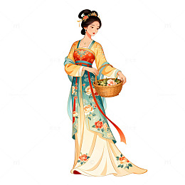 古风仕女采摘图
