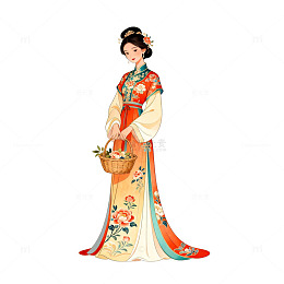 古典风女子插画素材