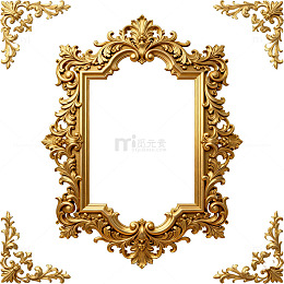 欧式金色雕花相框装饰素材