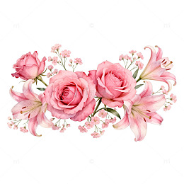 水彩粉色玫瑰花装饰图案
