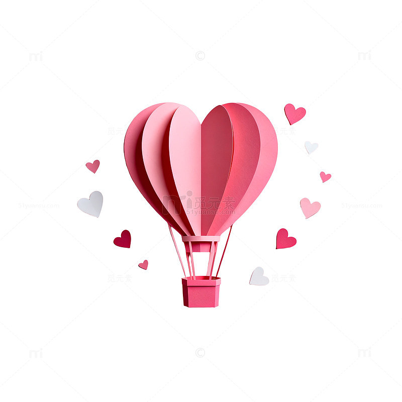 浪漫热气球爱心剪纸艺术