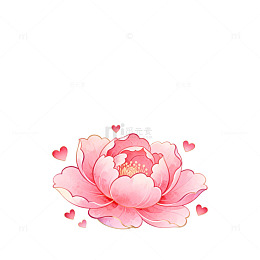 粉色荷花浪漫爱心插画