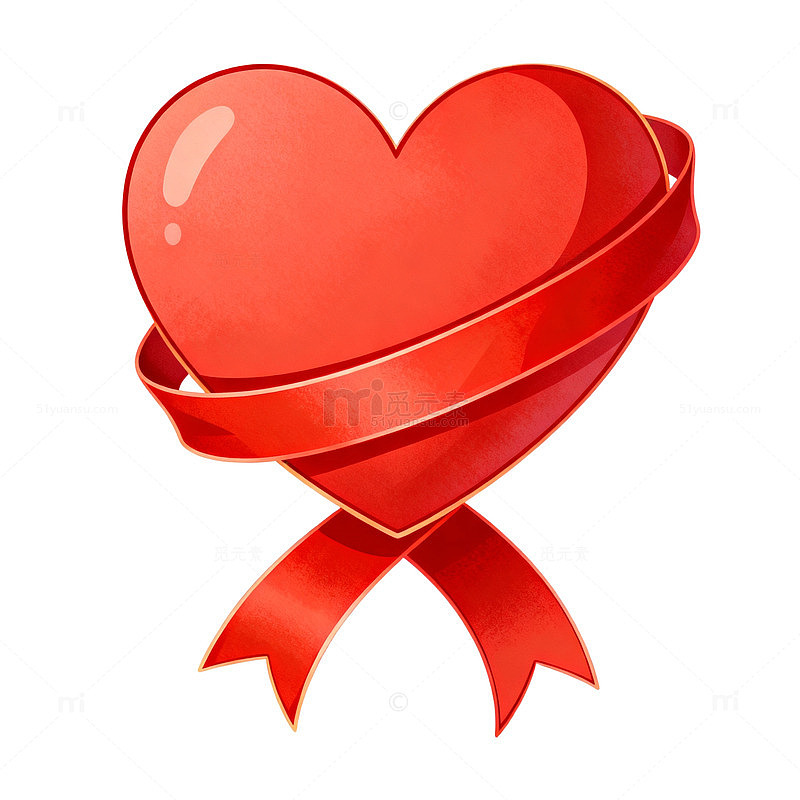 心形丝带礼物装饰图标设计素材