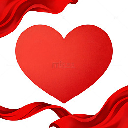 红色心形与丝带浪漫设计元素