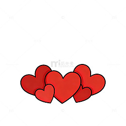 卡通红心图案设计元素