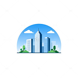 简约城市建筑矢量插画