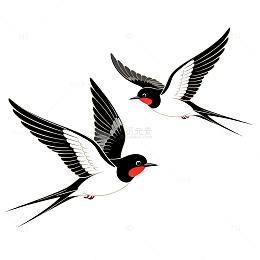 燕子飞行插画素材