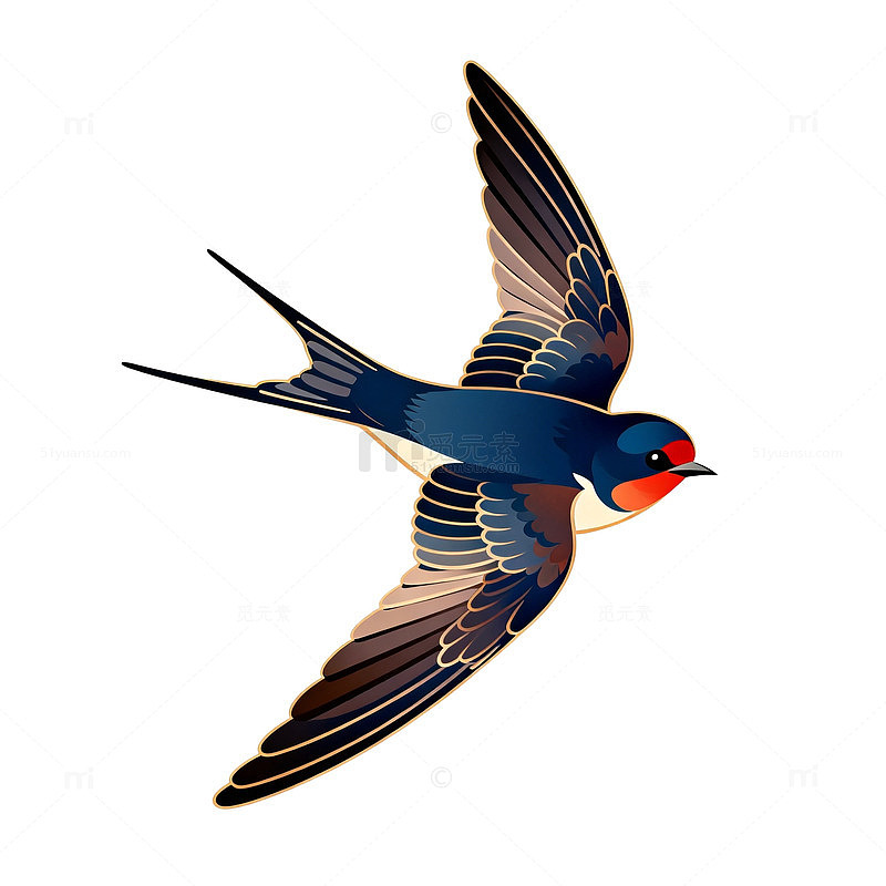 插画风格燕子飞翔矢量图