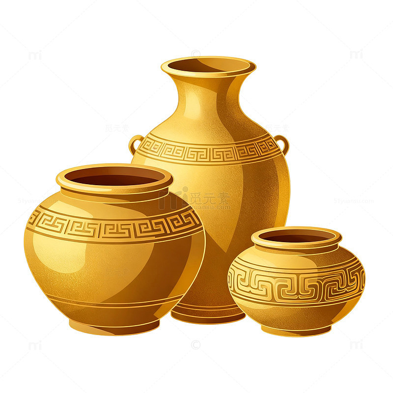 金色花瓶装饰插画素材