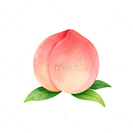 水彩桃子水果插画素材