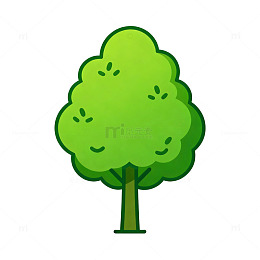 卡通风格树木图案设计元素