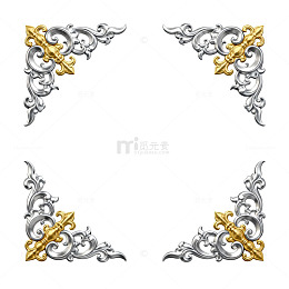 华丽金属花纹装饰边框设计素材