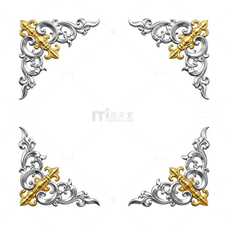 华丽金属花纹装饰边框设计素材