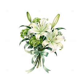百合花束透明背景矢量素材