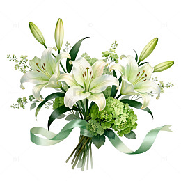 百合花束插画设计素材