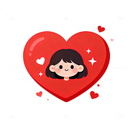 可爱卡通爱心女孩插画素材