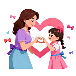 母爱温馨卡通亲子插画