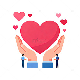 双手托心形插画素材