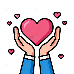 卡通爱心双手插画