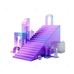 未来风建筑楼梯场景设计素材