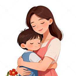温馨母爱卡通插画
