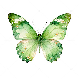 水彩绿色蝴蝶装饰画