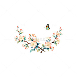 水彩花卉蝴蝶装饰画