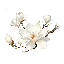 玉兰花手绘插图