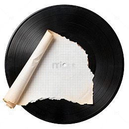 复古唱片与纸张创意组合