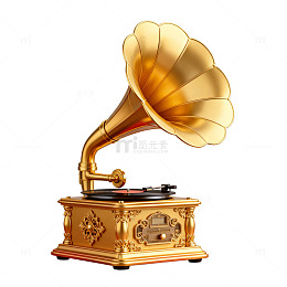 复古留声机金色装饰音乐播放器