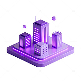 紫色城市科技插画