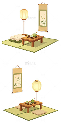 居家民宿卡通扁平中式