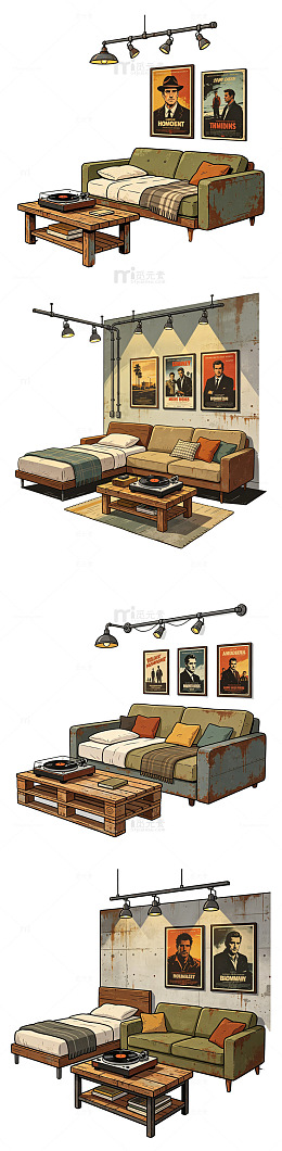 居家民宿卡通扁平复古