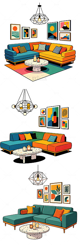 居家民宿卡通扁平潮流风格