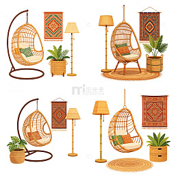 居家民宿卡通扁平阳台