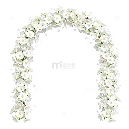 白色花卉拱门装饰素材