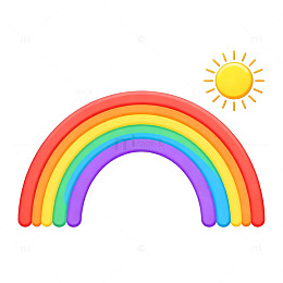卡通彩虹太阳图案设计元素